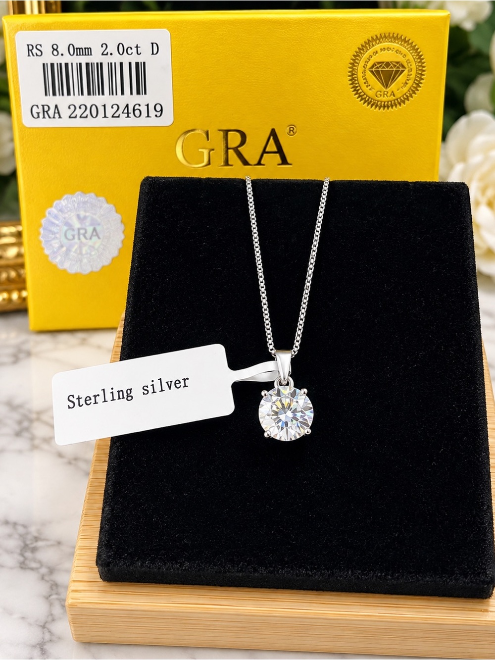 Sterling & Moissanite GRA certified pendant necklace $260 retail